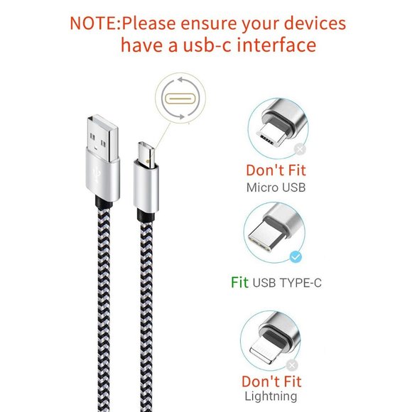 USB Type C Cable Fast Charging Tpc001 5 Pack(6Ft 3A) Braided C Charger Cables - Picture 2 of 7